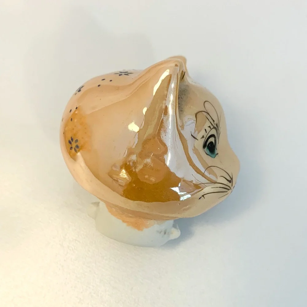 Vintage Maneki Neko Chinese Iridescent Lucky Cat Teapot - Picture 9 of 10